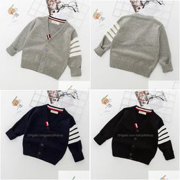 Cardigan Kids Striped Knitting Sweater Automne Winter Boy Girl Plover Enfants Softs Vêtements Boys Tops Tops Vêtements 211128 DROP DEL DH8GK