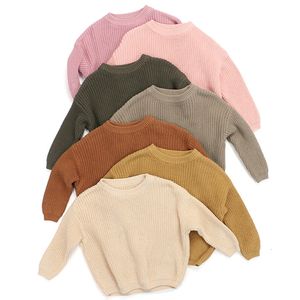 Cardigan Kids Sweater Herfst Winter Boy Girl Casual Solid Crewneck Tops Zachte dikke kinderen Kleding Babytruien Gesnit wolkleding 05Y 221125