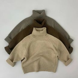 Cardigan enfants chandails automne hiver garçons filles solide tricot pulls enfants pull à col roulé tenue de bébé 231013