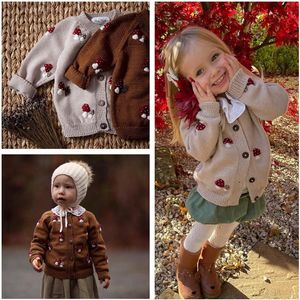 Cardigan enfants pulls hiver automne champignon enfant en bas âge fille garçon manteau rétro marque bébé enfant tricoté vêtements d'extérieur 221128