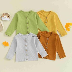 Cardigan Pudcoco bébé filles garçons tricoté solide col en v tricot Crochet bouton pull manteau mignon automne hiver veste vêtements chauds 0-24vaiduryb