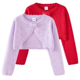 Cardigan Été Enfants Bébé Filles À Manches Longues Bowknot Cardigan Chandail Manteaux Veste En Tricot Enfants Bébé Filles Enfants Cardigan Manteau Court Tops 231017