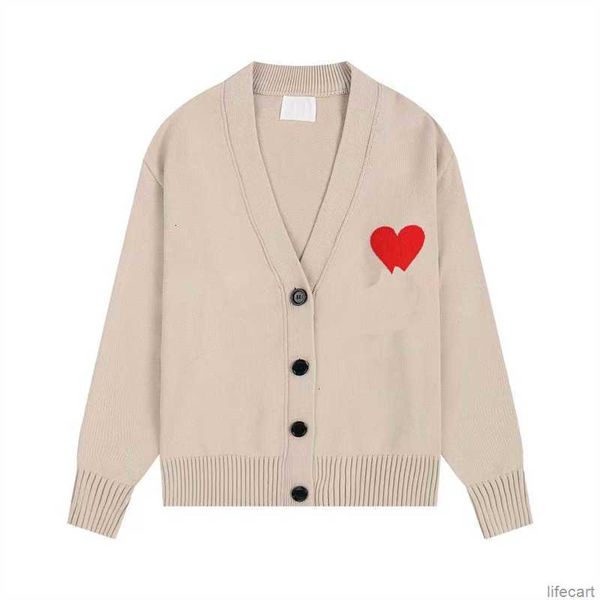 Cardigan suéter AM I Paris Moda Amiparis Marca Diseñador para hombre Sudor de punto Bordado Corazón rojo Gran amor AMIsweater Mujer Sudadera con capucha Sudadera con capucha AMIs KLFG