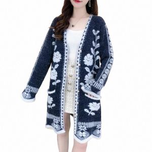 Cardigan Pull Manteau de tricot pour femme européenne et américaine sexy mi-longueur mince tricot imitati vison vente en gros x5NX #