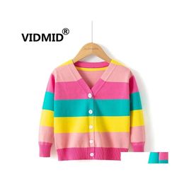 Cardigan vidmid bébé bambin de vêtements bonbons couleurs filles pulls tricot manteau enfants à manches longues