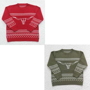 Cárdigan Venta al por mayor Niños Western Cow Jumper Sudadera Mangas largas Suéter Blusa Suéter Niño pequeño Tejer Niños Abrigo J230801