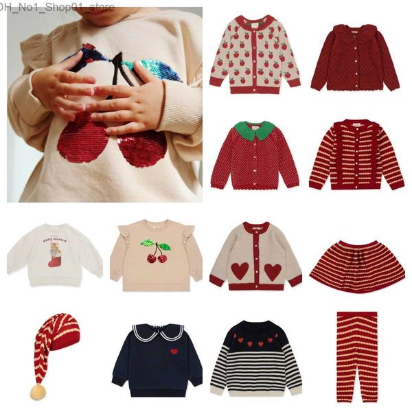 Cárdigan Invierno 23 KS Navidad Niños Niñas Cárdigan de punto Bebés Niños Niñas Jersey Sudaderas Suéter de lana de encaje y conjunto de falda Conjunto Q231206