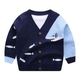 Cardigan hiver pull enfants coton tricot dessin animé requin vêtements d'extérieur bébé garçon vêtements 26 ans 230310
