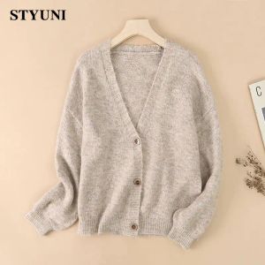 Cardigans Cashmere Blend Wool Soft Knitted Women's Cardigan Pullaires coréens Fashion Casual Casual Chic Jacket M manteau Sweater femme hiver chaude 2022