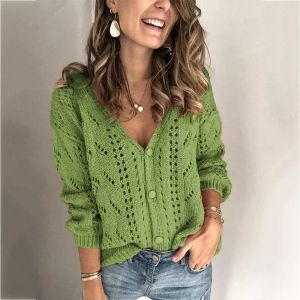 Cárdigans cardigan de crochet suéter verde oscuro talla grande suéter de punto de invierno para mujer cardigan de mujer con botones cardigans para mujer