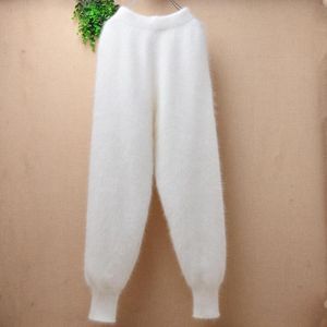 Cardigans femme mode blanc poilu vison cachemire tricoté pantalon à bulles automne vêtements d'hiver angora fourrure pantalon ample pull pantalon