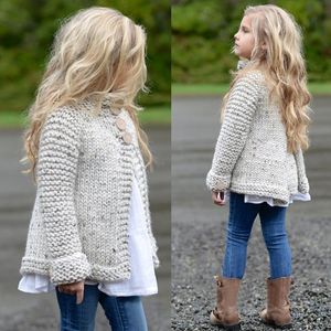 Cardigans Tricots enfants Type de manteau Outwear bébé filles Manches longues Tricoté Manteau manteau 2018 Hiver Vêtements enfants chauds 2 couleurs C5034