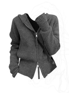 Cardigans Coréen décontracté basique solide Cardigan mode pull à manches longues sweat à capuche tricoté doux pull Preppy Style nouveau Design