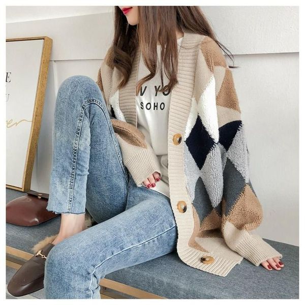 Cardigans Plus velours épais tricoté cardigan femmes 2021 nouveau en automne et en hiver couleur ample correspondant veste pull femmes tendance offre spéciale