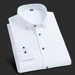 Cárdigans de calidad con botones de diamante para fiesta, camisas de vestir formales a cuadros, Camisa de manga larga para hombre, Camisa Masculina informal ajustada