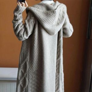 Cardigans Printemps automne nouveau 2023 pull femme Cardigan à capuche ample chaud Long manteau dames à manches longues tricots veste vêtements d'extérieur pour femmes