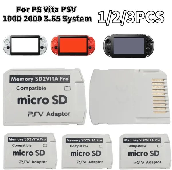 Tarjetas 1/2/3pcs Adaptador de tarjeta de memoria SD2VITA para PS Vita PSV 1000 2000 3.65 Sistema para PS Vita Memoria TF Tarjeta SD Accesorios para tarjetas