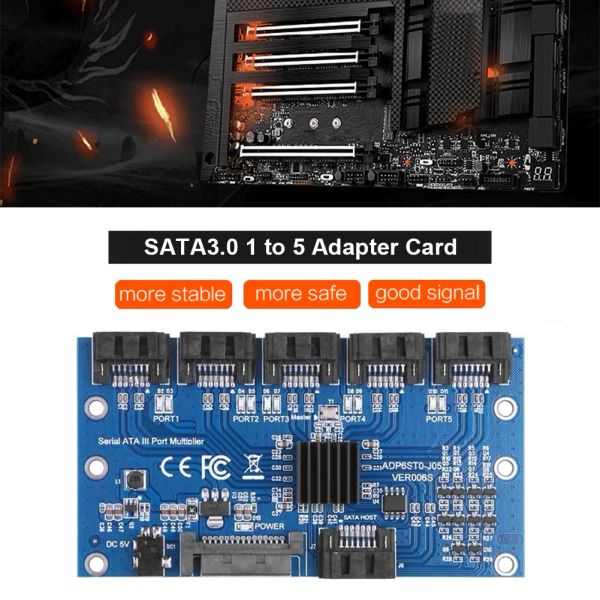 Cartes 1 à 5 ports SATA carte d'extension carte contrôleur carte mère 6Gbps multiplicateur SATA Port Riser carte adaptateur pour ordinateur HDD