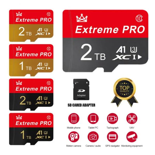 Tarjetas 100% Clase original 10 Memoria SD SD 1TB 2TB 256GB 128GB 512GB A1 Micro TF Tarjeta SD UHS1 Tarjeta flash para Samrtphone/PC SD