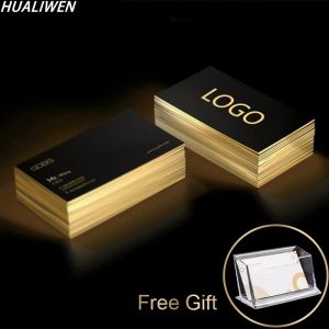 Cartes 100pcs carte de visite personnalisée Highend Hot Stamping Printing Impression de la carte de visite 500g Papier 90 * 54 mm