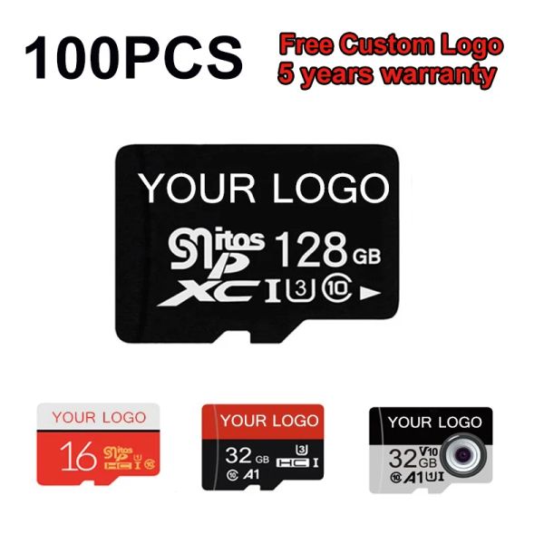 Tarjetas 100pcs Tarjeta de memoria original 32GB 64GB Logotipo personalizado C10 Tarjetas TF SDXC 128GB 256GB 512GB 6080MB/S U3 Para cámara de drones de teléfono