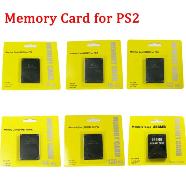 Cartes 10pcs Nouvelles cartes mémoire pour PS2 8 Mo 16 Mo 32 Mo 64 Mo 128 Mo 256 Mo Carte mémoire pour Sony PlayStation 2 Games de stockage
