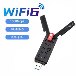 Kaarten 1800Mbps Wifi Adapter USB 802.11ax 2.4G/5GHz USB 3.0 Wireless WiFi -antenne Netwerkkaart Ondersteuning voor Windows WiFi voor laptop