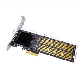 Kaarten 20GBPS/40 GBPS PCIE X4 tot dubbele poort M.2 MKEY -uitbreidingskaart voor NVME 2230 2242 2260 2280 22110 SSD -adapterkaart M2 RAID -kaart