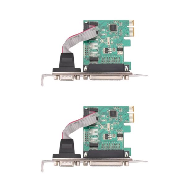 Tarjetas 2x RS232 RS232 Puerto serie COM DB25 Impresora Puerto paralelo LPT a PCIe PCI Express Adapter Converter