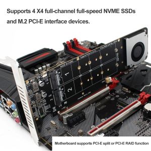 Kaarten 4 NVME PCIE RAID -ADAPTER M.2 NVME SSD TO PCIE 4.0 X16 CARD 4X32GBPS Full Speed Hub Card NVME M Key Adapter Board