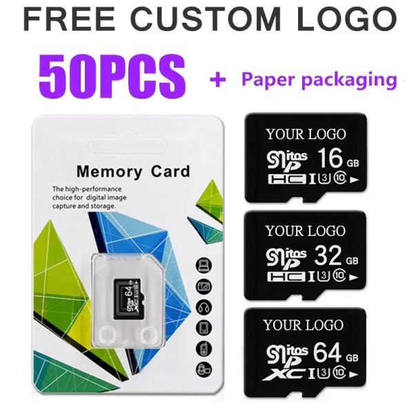 Cartes 50pcs sd berceur haute vitesse 256 Go 128 Go 64 Go Classe10 32 Go 16 Go de cartes mémoire flash 8G 4G 2GB 1 Go Micro TF SD Card pour smartphone