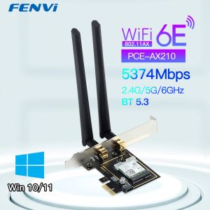 Kaarten 5374Mbps PCIE Wireless WiFi -adapter WiFi 6E AX210 Tri Band 2.4G/5G/6GHz voor Bluetooth5.3 802.11ax Netwerk Wifi Card PC Win10/11