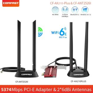 Cartes 5374 Mbps Adaptateur WiFi 6E PCIE sans fil Bluetooth 5.2 Triband Network WiFi PCIe Carte Adapter Antenne 2.4G / 5G / 6G 802.11ax pour PC