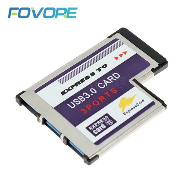 Cartes 54 mm Carte Express 3 Port USB 3.0 Adaptateur Expresscard pour ordinateur portable FL1100 CHIP NOUVEAU