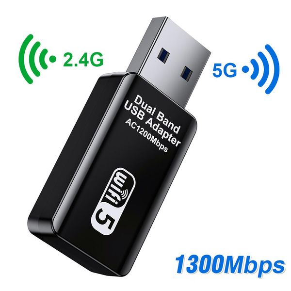 Cartes 5 GHz Adaptateur WiFi WiFi USB 3.0 Adaptateur Wi Fi Antenne Ethernet Adaptateur pour PC HAPERTOP Network Carte 5G WiFi Dongle Receiver