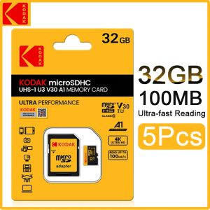 Cartes 5pcs Kodak TF Micro SD Carte Mémoire CARTE MICROSD CLASSE 10 32 Go Carte vidéo de carte flash SDXC avec adaptateur SD pour la tablette de téléphone