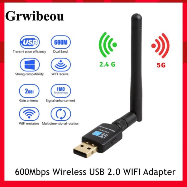 Cartes 600 Mbps Adaptateur WiFi Bluetooth Adaptateur USB Adaptateur 2.4G Bluetooth V4.0 Dongle Network Carte RTL8723BU pour ordinateur portable PC de bureau