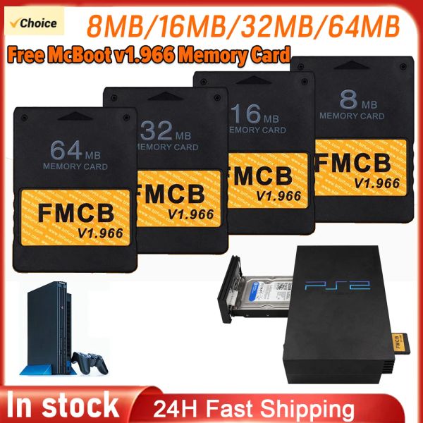 Cartes 8 Mo / 16 Mo / 32 Mo / 64 Mo de carte mémoire Préinstalled MC Boot Program Carte GRATUIT MCBOOT V1.966 pour Sony Playstation PS2