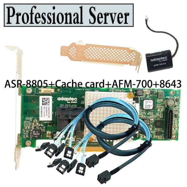 Cartes Adaptec ASR8805 PCIE 3.0 SAS / SATA / SSD RAID 12 Go / s Contrôleur CADE + AFM700 + 2PCS 8643 Câble