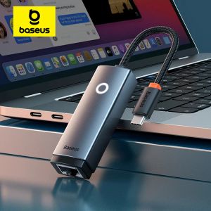 Kaarten Baseus USB C tot Ethernet -adapter Aluminium Gigabit USB C -adapter voor Laptop MacBook Pro 1000/100Mbps USB LAN RJ45 Netwerkkaart