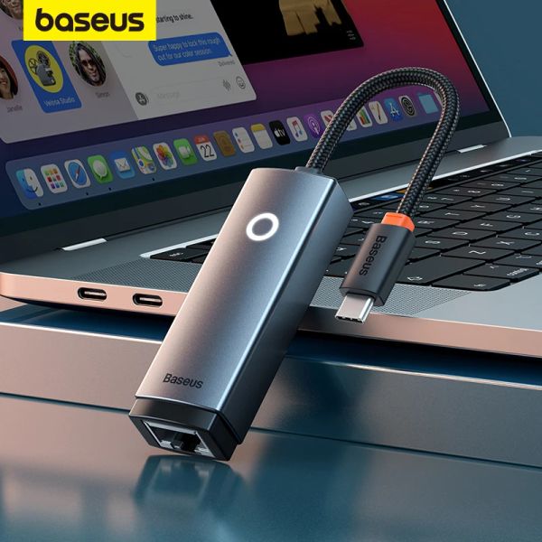 Cartes BaseUS USB C à Ethernet Adaptateur Aluminium Gigabit USB C Adaptateur pour ordinateur