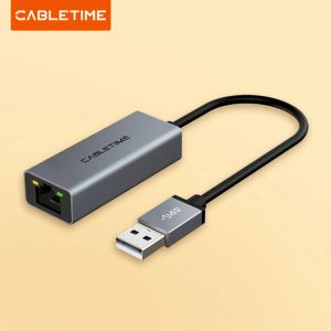 Cartes CableTime USB Ethernet 100 Mbps Adaptateur USB 2.0 RJ45 Card réseau pour Nintendo Switch MacBook Air ordinateur portable Adaptateur C359