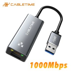 Kaarten CableTime USB Ethernet Adapter LAN RJ45 Netwerkkaart 1000Mbps voor Nintendo Switch Laptop Dell Ethernet USB C358