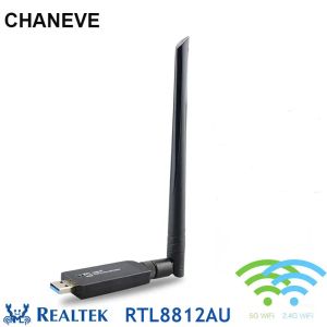 Cartes Chaneve RTL8812AU Chipset 5GHz 1200 Mbps Adaptateur WiFi USB 3.0 Card de réseau sans fil + Antenne 5DBI pour Windows 7/8/10 / Kali Linux