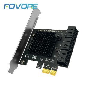 Cartes Chi A Mining 6 port SATA 3 PCI Express Expansion Card PCIe SATA CONTRÔLER PCIE 1X TO SATA3 6 Go Adaptateur Ajouter sur la carte pour SSD HDD