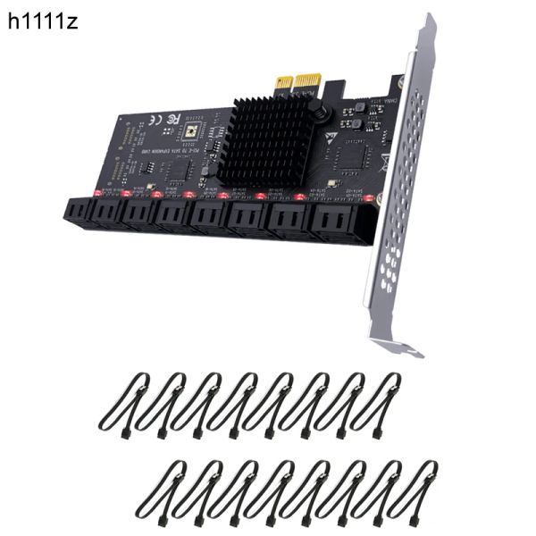 Tarjetas Chi A Mining Riser 16 Puerto PCIe SATA Tarjeta PCI PCI Express SATA Controlador PCIe a SATA 3.0 Tarjeta de expansión PCI E X1 SATA3 6GB + Cable