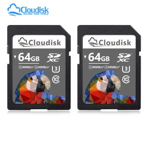 Kaarten Cloudisk SD -kaart 2Pack 32 GB 64 GB 128GB U3 V30 SDXC UHSI 4K UHD SD FLASH MEMORY KAART 4GB 8GB 16GB SDHC C10 voor cameracar DV SLR