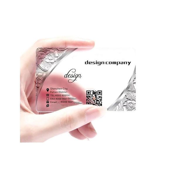 Cartes personnalisées 200pcs / une carte d'impression de conception PVC Carte transparente personnalisée 85,5 * cartes de visite en plastique 54 mm