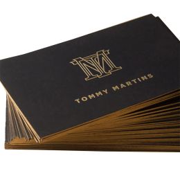 Cartes Foil d'or personnalisée en relief en papier typographique en papier d'impression de papier d'impression 600gsm en carton en carton de papier en coton