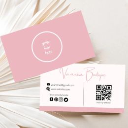 Kaarten Aangepast roze visitekaartje 300GSM Papierkaarten met logo -afdrukken Dubbelzijdig gratis ontwerp Small Business Branding 90x54mmm mmm
